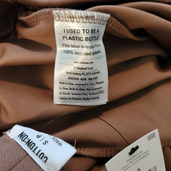 Cotton On Flare Pants Womans Pull On Cocoa Bean Brown Tall Size Small JJ1538 - Picture 7 of 12